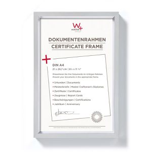walther-design Bilderrahmen Steel Style ES130S, A4, 21 x 29,7 cm, Echtglas, Kunststoffrahmen, silber