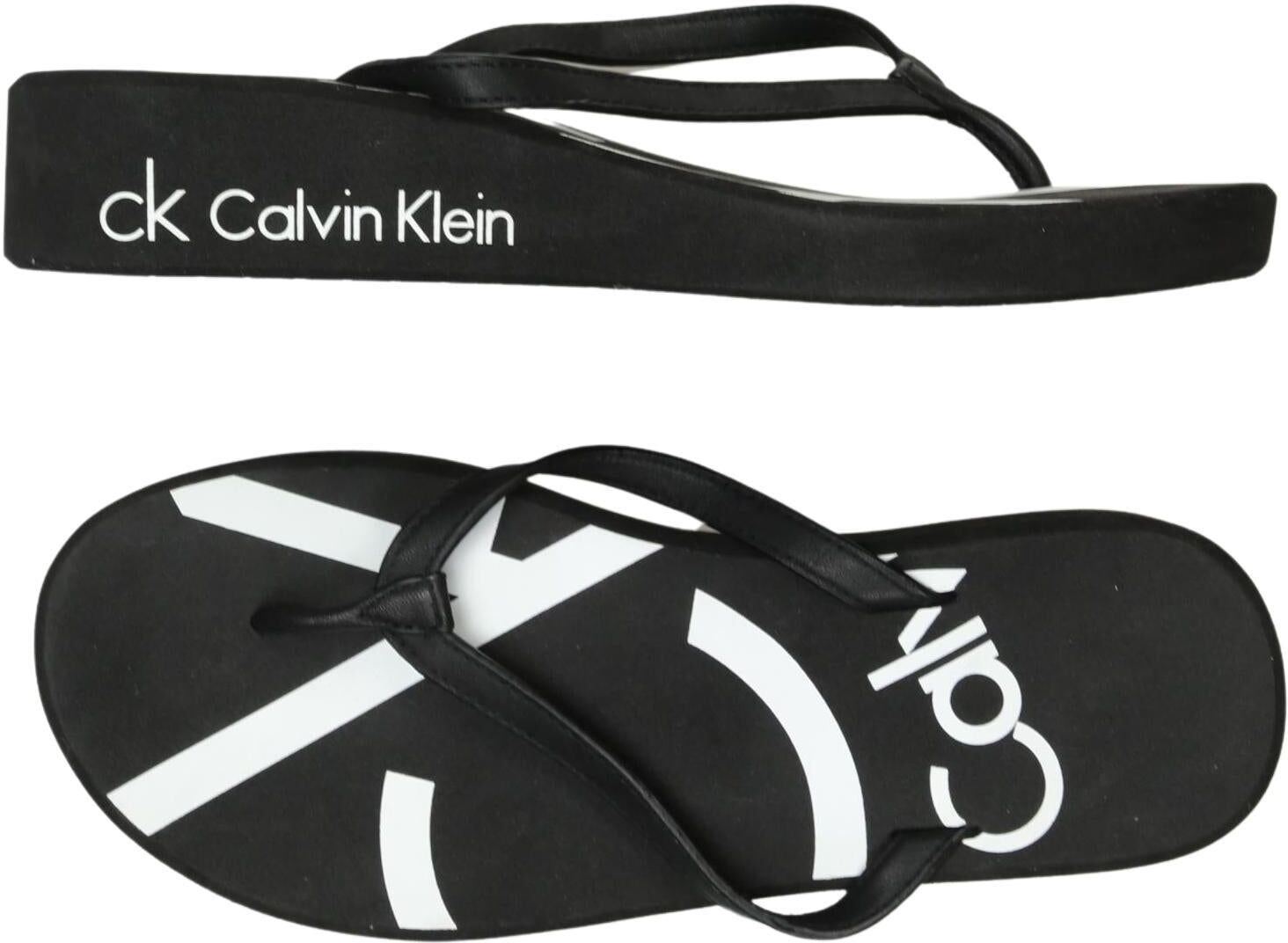 Calvin Klein Damen Sandalen, Schwarz, Gr. EU 37, Leder - Second Hand