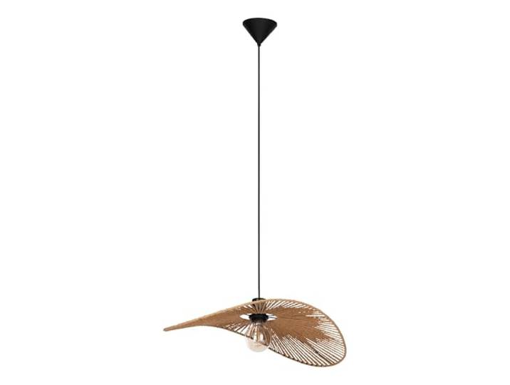 Eglo Suspension luminaire Siruela\, plafonnier suspendu pour salle à manger lampe de salon certifiée FSC\, lustre chambre en papier naturel et métal noir\, douille E27\, 40x56 cm