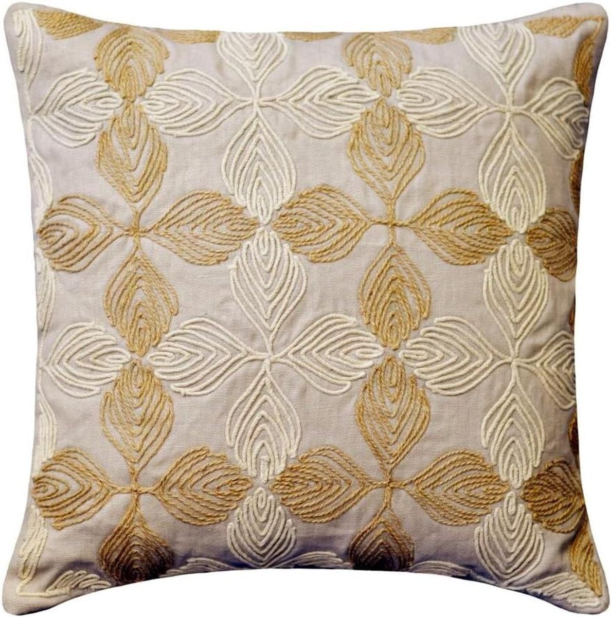 Handgemaakte linnen kussensloop set in beige, 65 x 65 cm