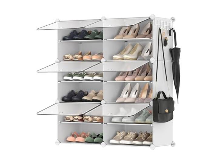 SONGMICS Schuhregal mit 6 Fächern, Schuhschrank mit Türen