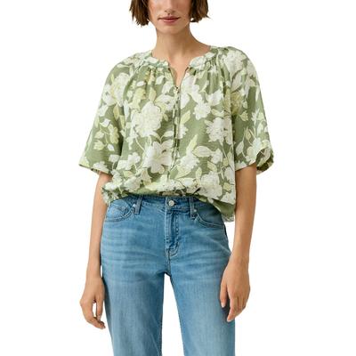 Klassische Bluse S.OLIVER, Damen, Gr. 36, grün (khaki aop), Web, Obermaterial: 84% Viskose, 16% Polyamid, bedruckt, relaxed fit normal, Rundhals, gerader Abschluss, Blusen Bluse, mit All-Over Print