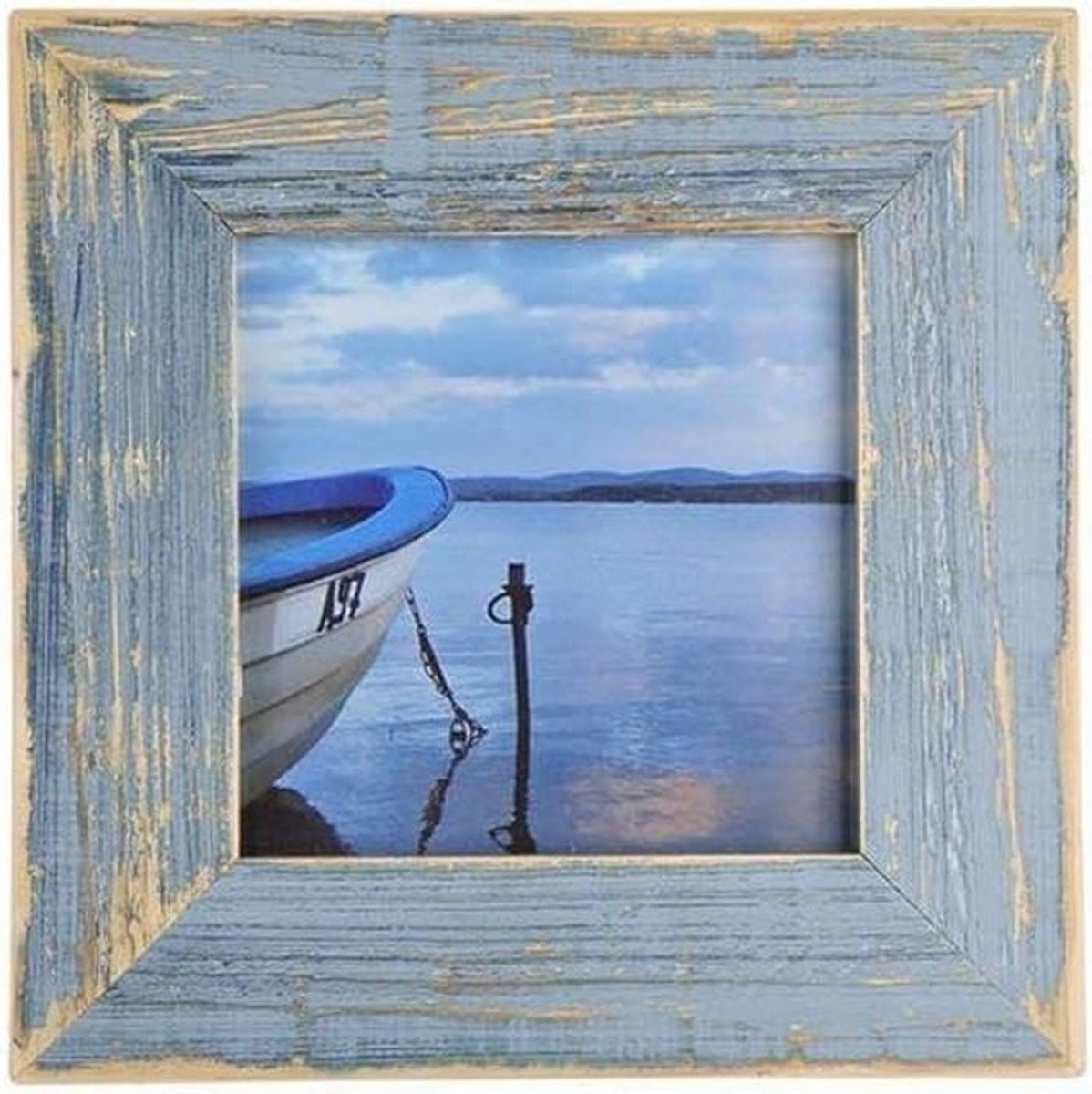 Unieke Houten Fotolijst Lichtblauw met Verweerde Look