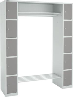 Schäfer Shop Select Schließfachgarderobe, mit Hutablage & Kleiderstange, B 1565 x T 500 x H 1950 mm, lichtgrau/platingrau