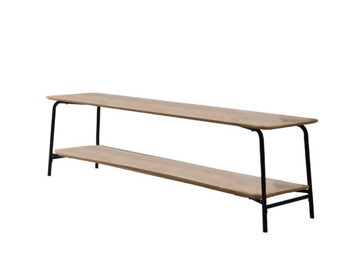 Meuble de télévision 2 niveaux bois et métal noir 150x40x43.5cm
