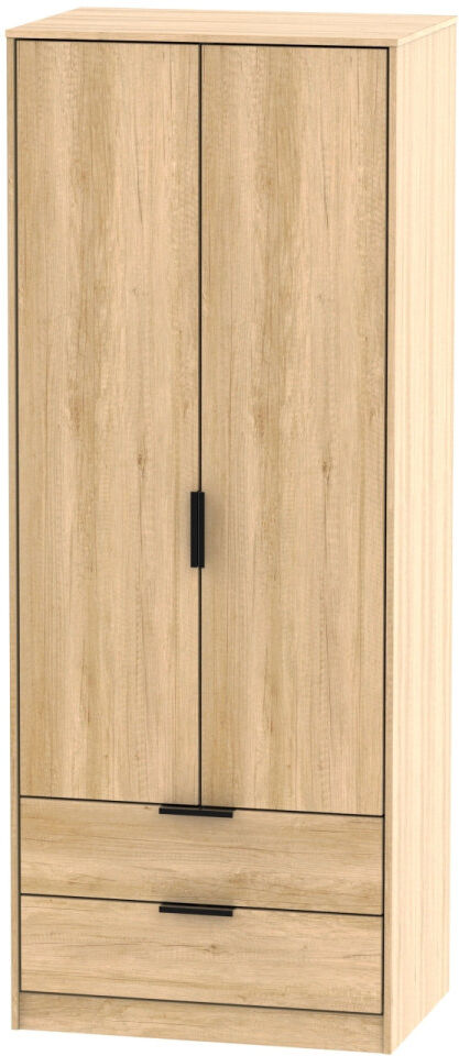 Ebern Designs Fully Assembled Fallah Hong Kong Wardrobe Oak Wood Veneer 197cm H X 74cm W X 53cm D