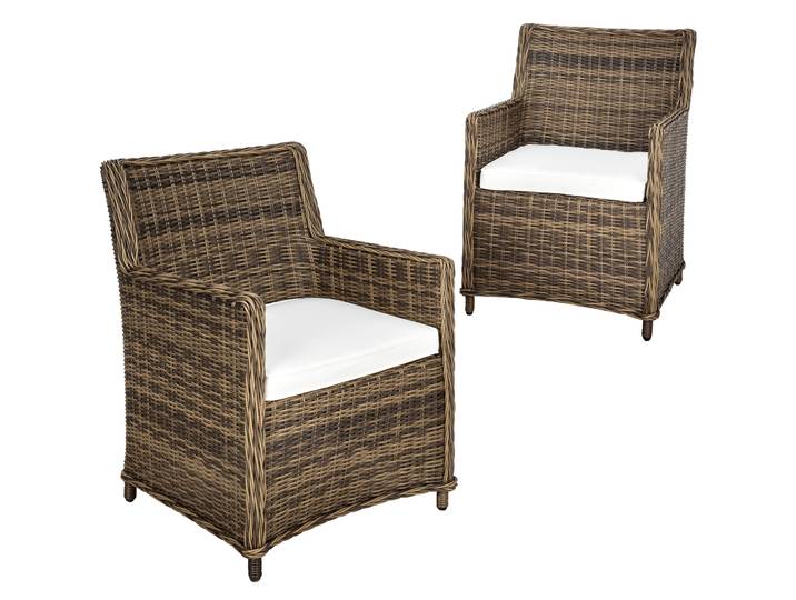 2 Fauteuils de Jardin en Résine Tressée Marron - noir/marron