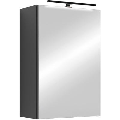 Spiegelschrank BYLIVING "Serie Spree, in vielen Breiten erhältlich", schwarz (anthrazit), B:40cm H:60cm T:15cm, FSC-zertifizierter Holzwerkstoff, Schränke, Spiegelschrank, Soft-Close, LED Beleuchtung mit Schalter- und Steckdosenbox
