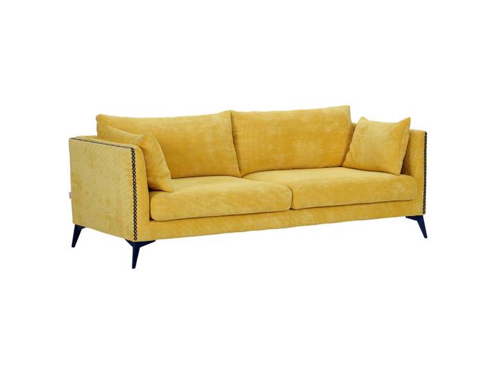 Ambia Home Sofa, Gelb, Metall, Füllung: Polyester, 210x70x100 cm, Wohnzimmer, Sofas & Couches, Heimkino Sofas