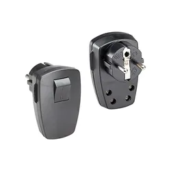 BACHMANN Schutzkontaktstecker, schwarz flach Wippschalter 2-p