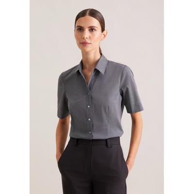 Hemdbluse SEIDENSTICKER, Damen, Gr. 6XL (52), grau, 100% Baumwolle, unifarben, regular fit, ohne Ausschnitt, ohne Bündchen, Blusen Hemdbluse, 1/2 Kragen Uni