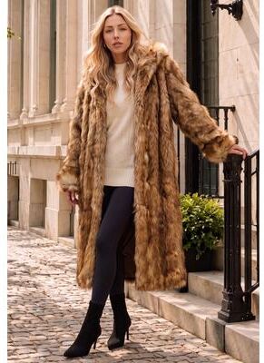 Plus Size Women's Plus Size Hooded Faux Fur Coat by Roaman's in Fox (Size 2X)