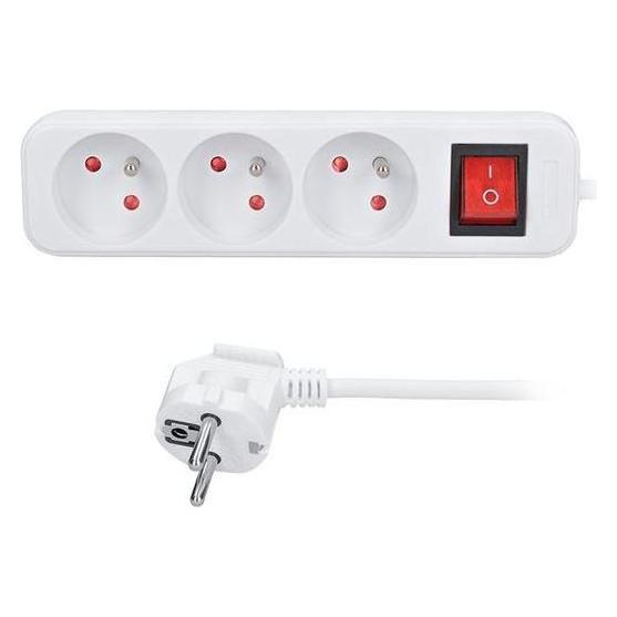 Olight Solight extension cord, 3 sockets, white, switch, 3m (3 m, CEE 7/3) (8595092107093)