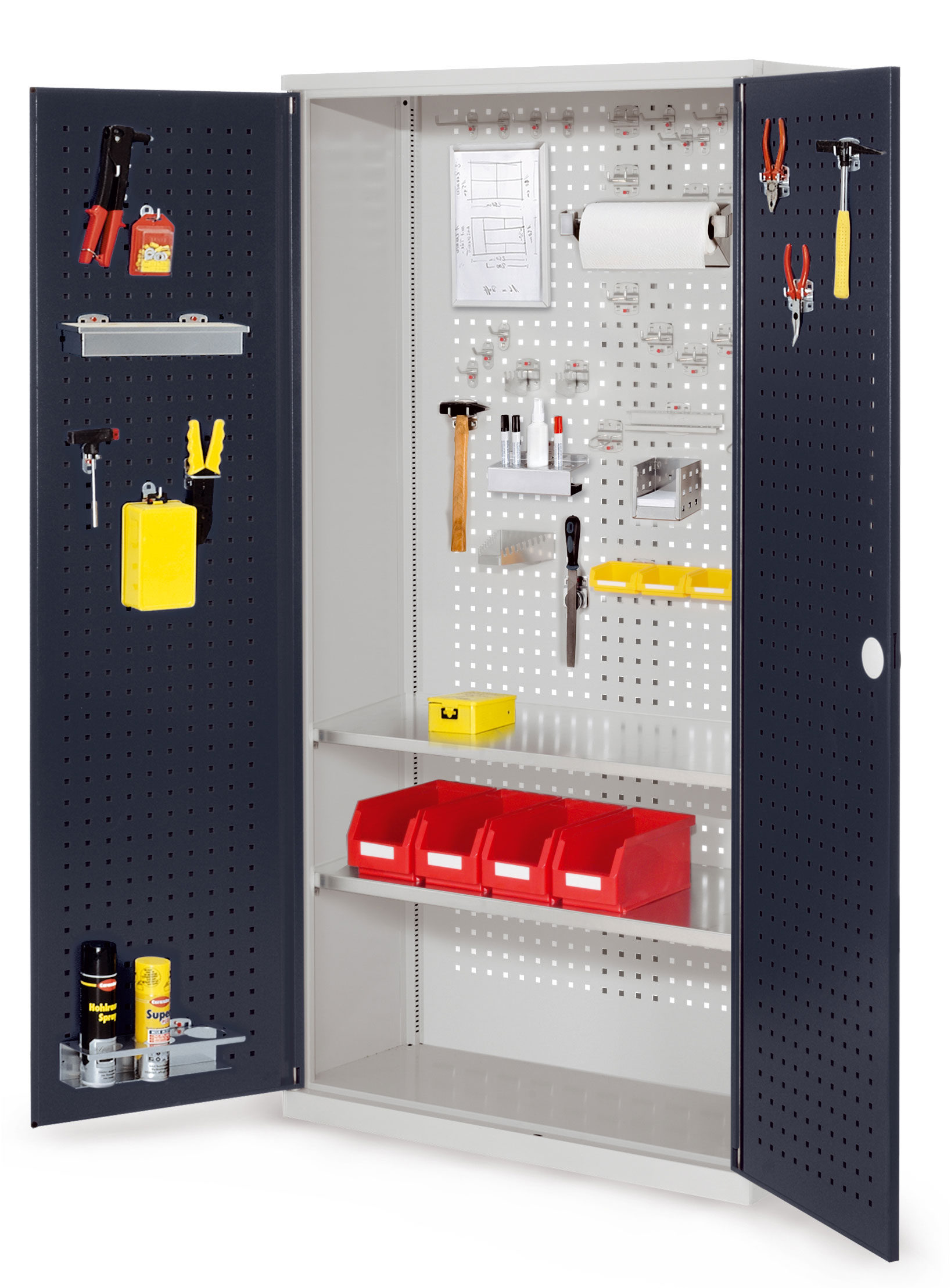 Kappes Systeme Kappes ®RasterPlan Werkzeugschrank 1950x1000m Modell 5 Tiefe 410mm Lochplattentüren anthrazitgrau