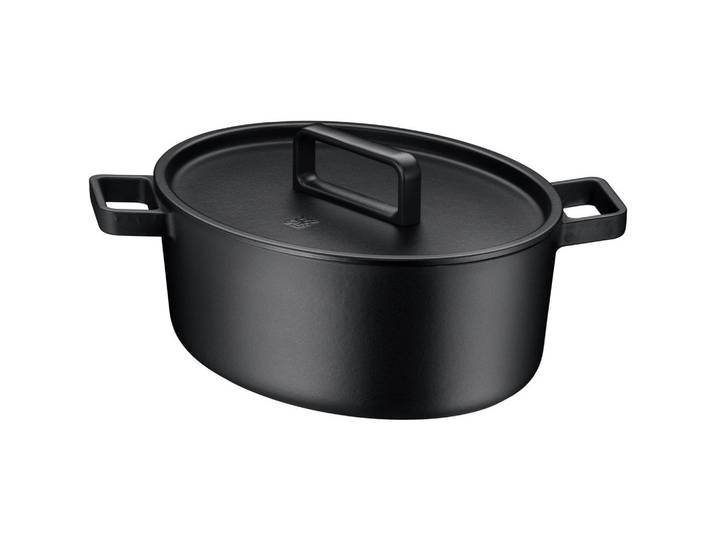 WMF Bräter, Schwarz, Metall, 8,6 l, oval, 33x26 cm, backofengeeignet, nicht spülmaschinenfest,backofengeeignet, besonders hoher Rand, ergonomischer Griff, Kochgeschirr, Töpfe, Bräter