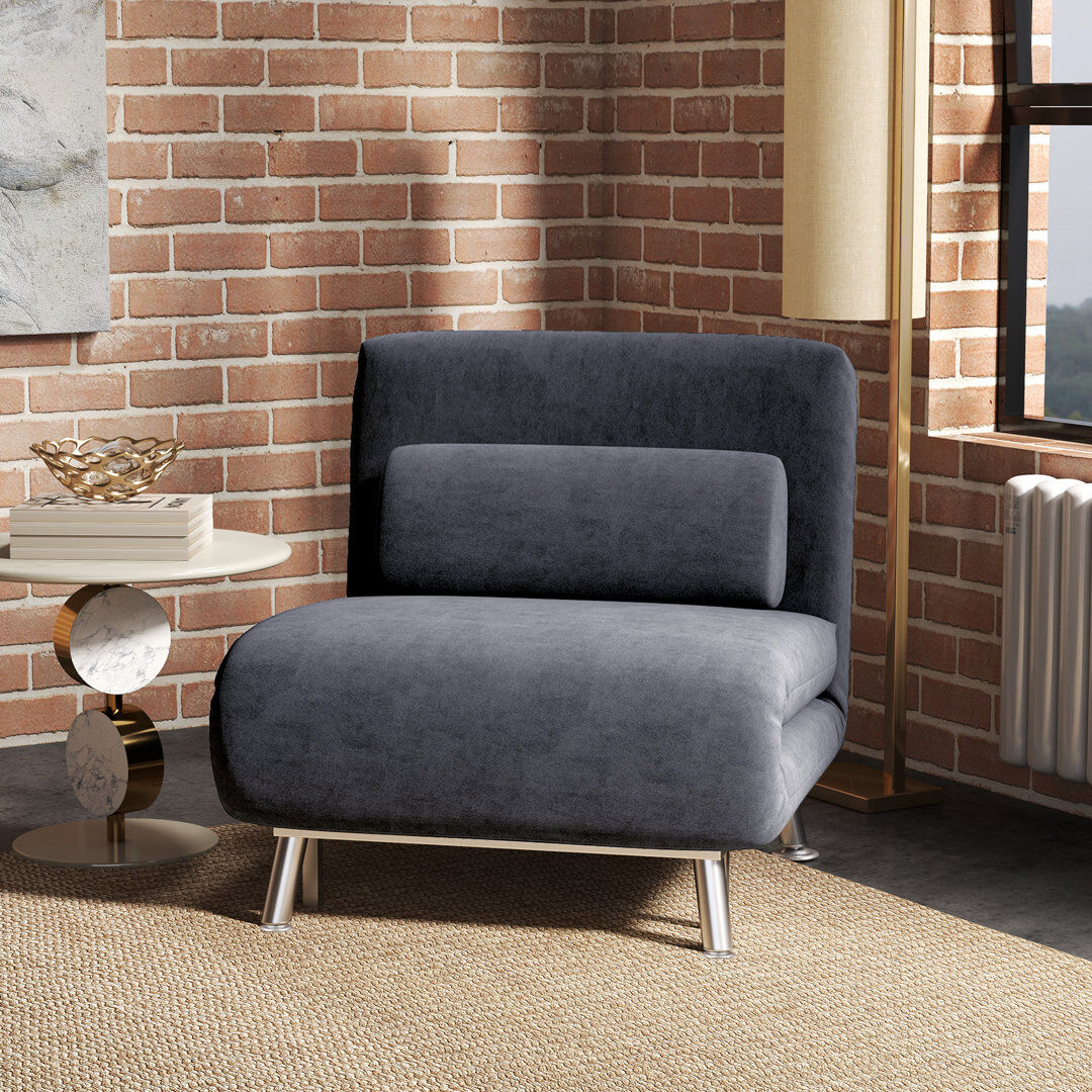 Isabelle & Max Romer Folding 5 Position Convertible Sleeper Chair Charcoal Grey Gray 75cm H X 75cm W X 70cm D