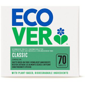Ecover Spülmaschinentabs Classic Lemon & Lime, biologisch abbaubar, vegan, kraftvolle Reinigung, 70 Tabs