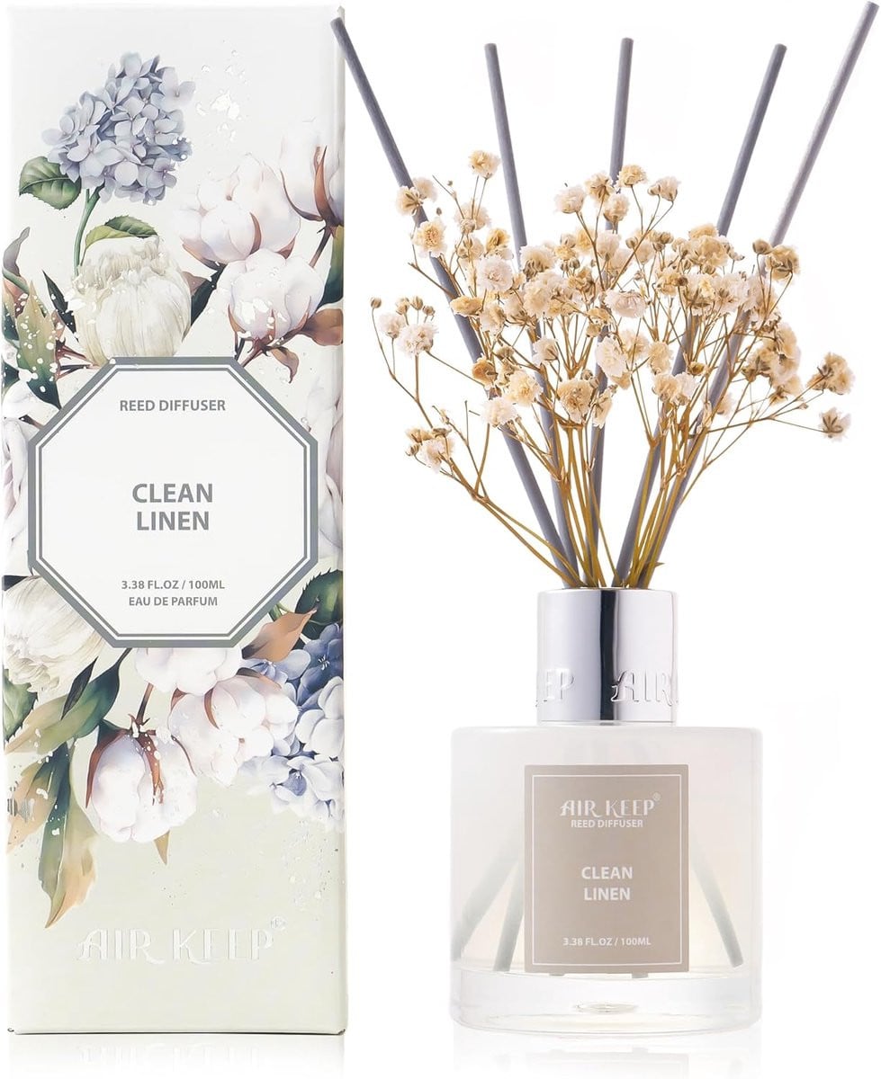 SnelShoppen Reed Diffuser Luchtverfrisser met 8 Aroma Sticks - Frisse Lijnen - 100 ml