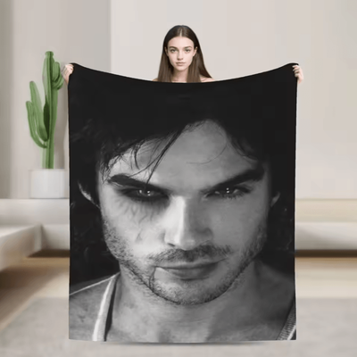Inspire Curations Damon Salvatore Vampire Diaries Fleece Throw Blanket 4 102x127cm