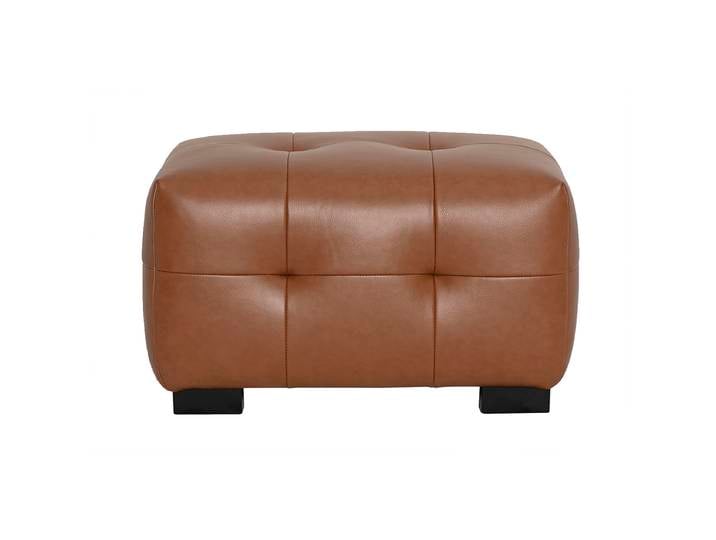 Pouf repose-pieds design en cuir marron CORTO