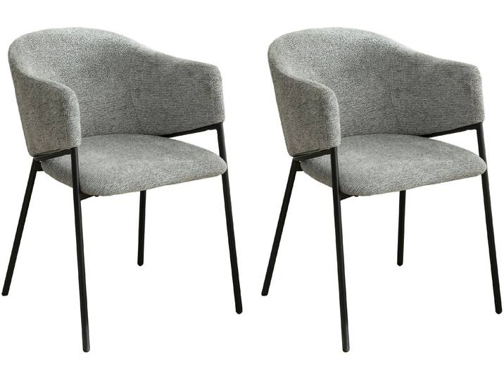 Esszimmerstuhl BYLIVING YORK , grau (grau, schwarz), B:54cm H:78cm T:60cm, Metall, Stoff, Stühle, Esszimmerstuhl, Strukturstoff in grau, bis 110 kg, Schaumstoff, 4-Fussgestell