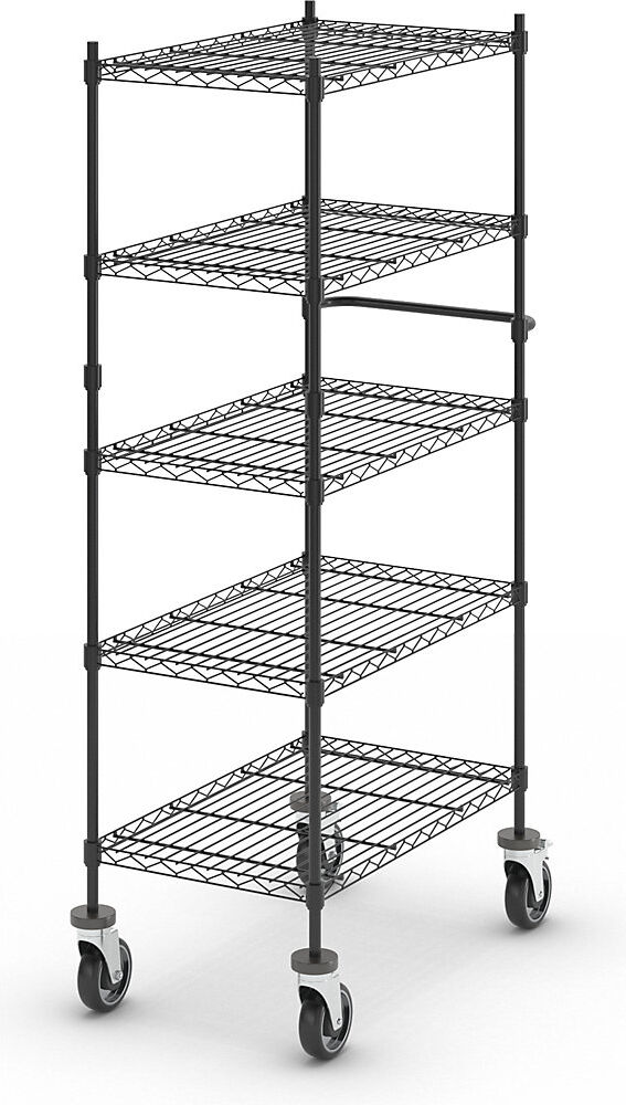 kaiserkraft Drahtgitter-Tischwagen, schwarz, mit 5 Etagen, LxBxH 760 x 460 x 1670 mm