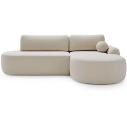 ECKSOFA Aurio O Bouclé-Stoff Creme Rechts