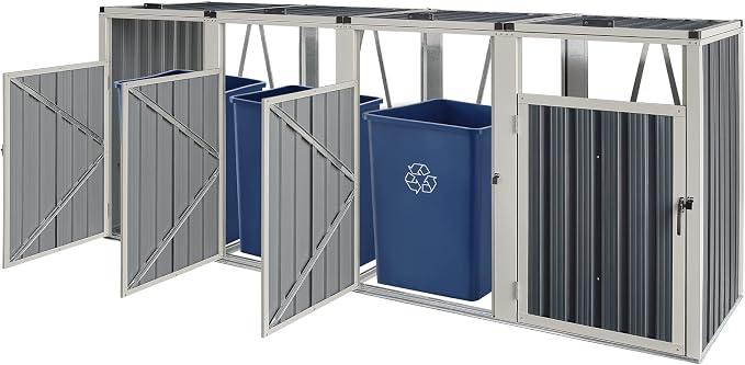 Mülltonnenbox 'Tarbek' für 4 Tonnen Mülltonnenverkleidung Stahl verzinkt Aufbewahrungsbox Anthrazit 121x292x82cm
