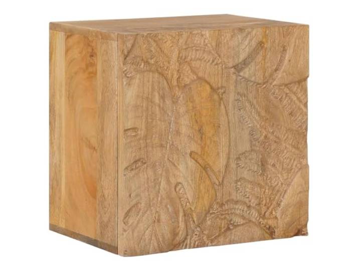 YUTAASU Wandschrank Massivholz Mango 40x30x40 cm Handgeschnitzte Blattmotive, verstecktes Fach, platzsparendes Wanddesign, rustikaler Stil