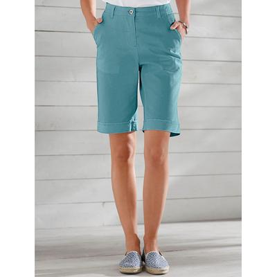 Jeansbermudas CLASSIC BASICS, Damen, Gr. 40, Normalgrößen, blau (ozean), 97% Baumwolle, 3% Elasthan, unifarben, knielang, Jeans