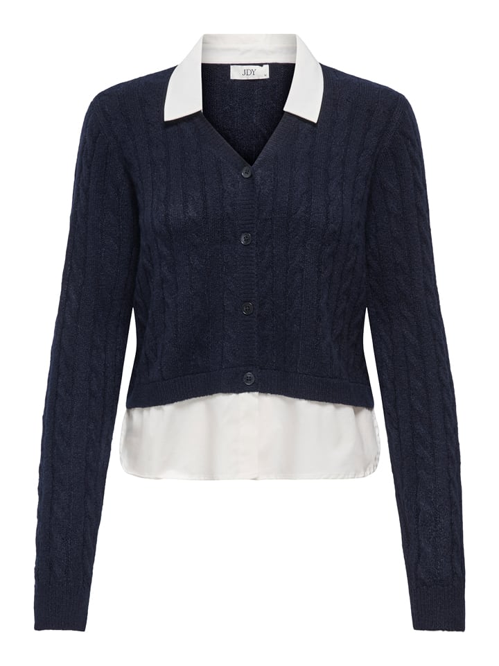 JDY Pullover "Ada" in Dunkelblau/ Weiß - XS