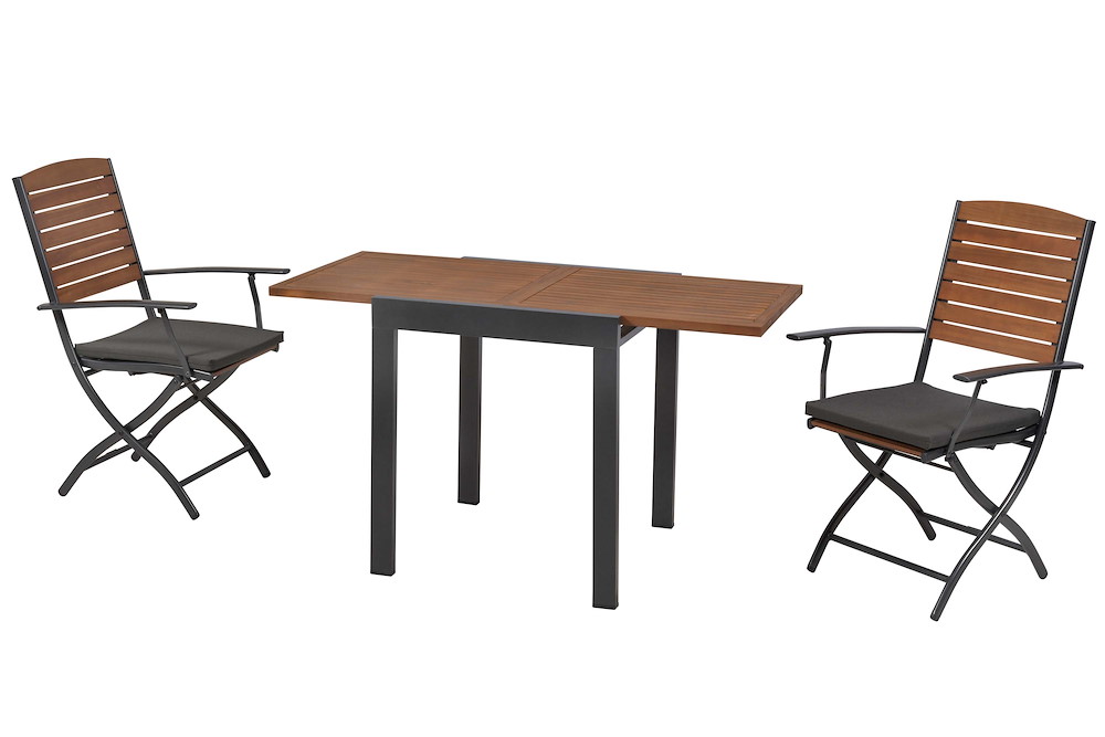 MERXXHANDELS Santorin Set 5tlg Alu/Akazie Balkontisch 65 (130) x 65 cm 16980361