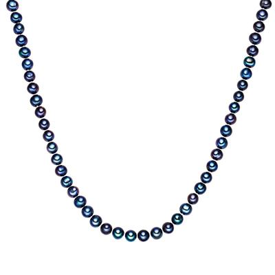 Perlenkette LULU & JANE "AV226", bunt (blau), Halsketten, Damen, 120,0cm, B: 6,5mm, Perlenkette, B:6,5mm