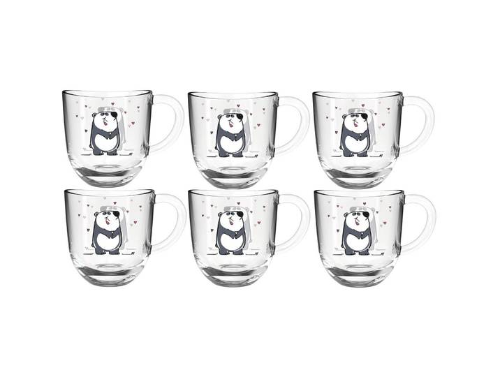 Tassen-Set Leonardo Panda Glas H 14 cm 280 ml 6 Stk - Tassen-Set