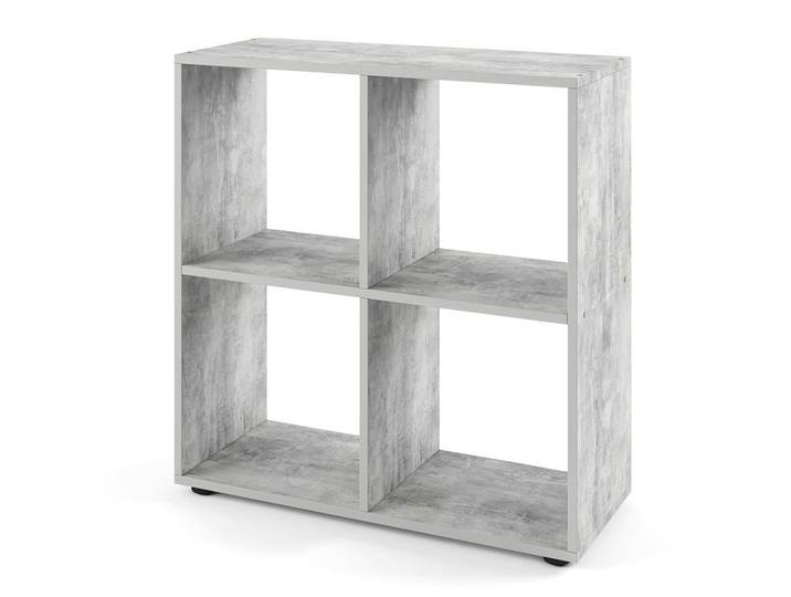 Vicco Raumteiler Tetra Beton 72.6 x 72 cm, Hellgrau, Holzwerkstoff, 4 Fächer, Rechteckig, 72.6x72x29 cm, Wohnzimmer, Regal, Bücherregale