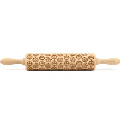 Teigroller FOLKROLL "3D-Motiv-Teigrolle", braun, L:43cm, Massivholz, Teigroller, Halloween