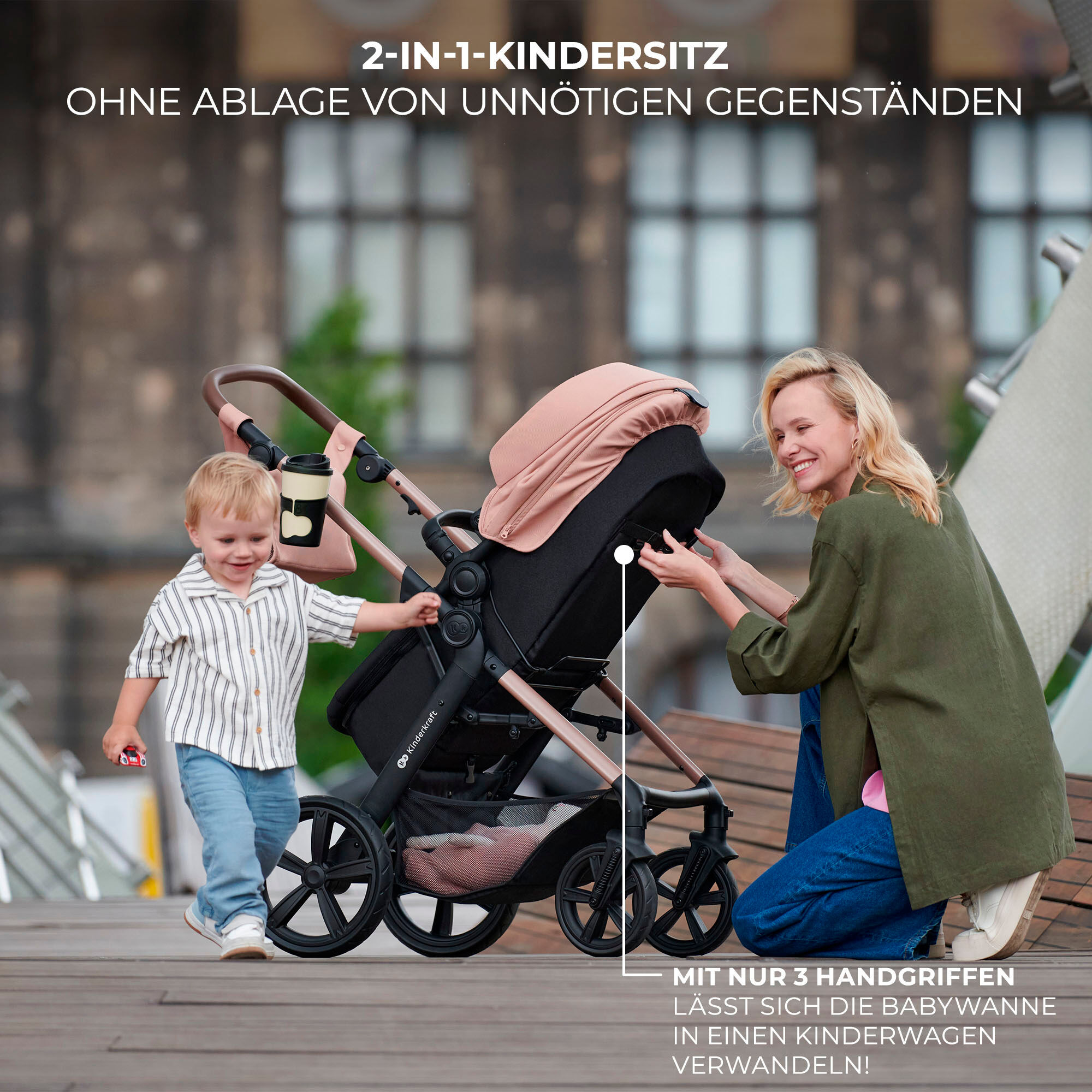 Kombi-Kinderwagen KINDERKRAFT "MOOV 2 4in1 EVA", Kinder, schwarz, Stahl, Kinderwagen, mit EVA-Rädern