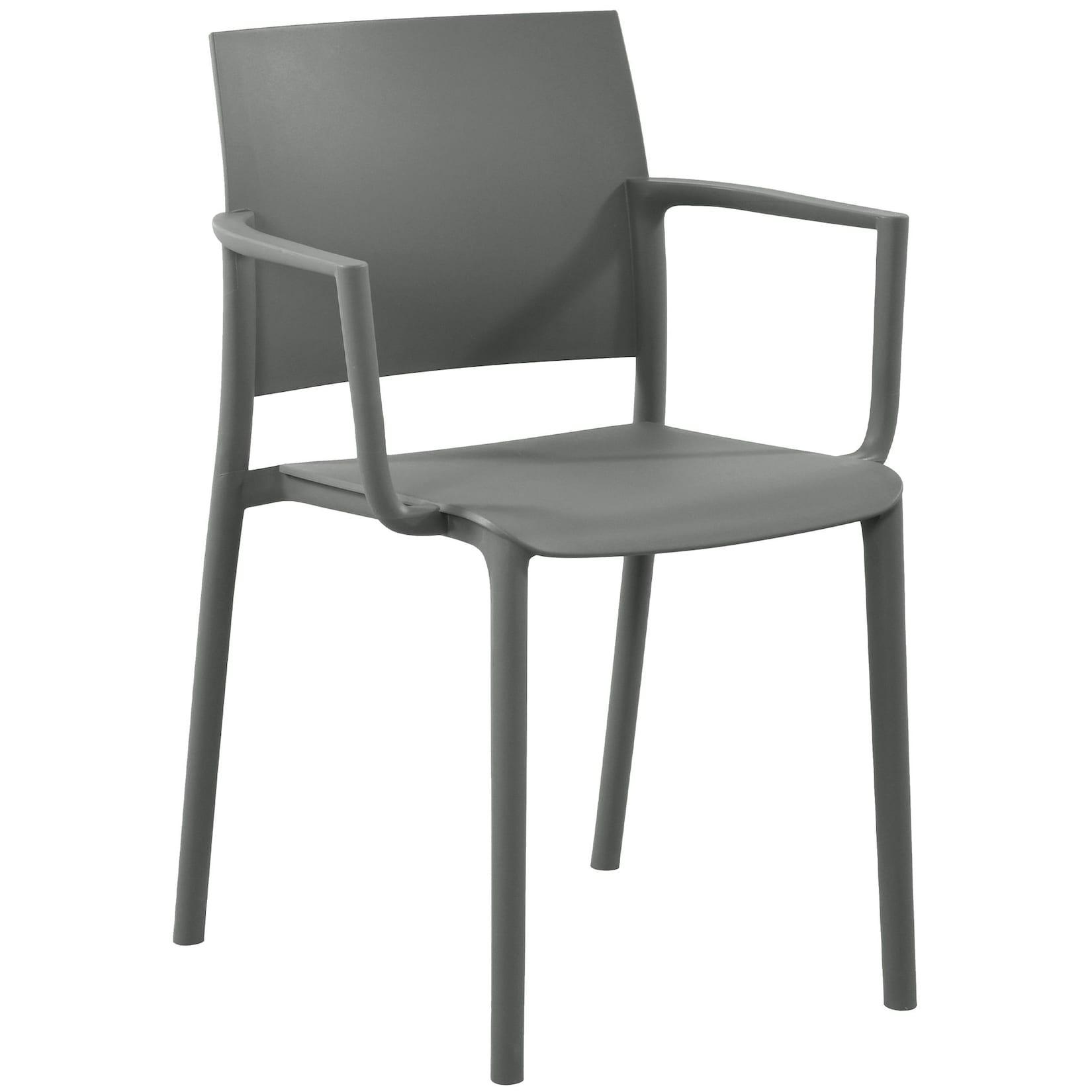CLP Gartenstuhl stapelbar Valtor mit Armlehnen aus Kunststoff, wetterfest, ideal für Garten, Terrasse, Balkon und Küche, belastbar bis 150 kg