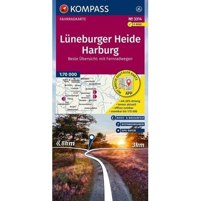 KOMPASS Fahrradkarte 3314 Lüneburger Heide, Harburg 1:70.000, Sonstige von , KOMPASS Freytag & Berndt, 978-3-99154-344-2