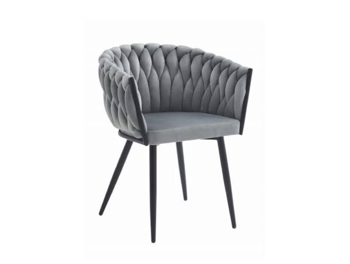 VBChome Stuhl Samtstoff Hellgrau Gepolstert Geflochten Esszimmerstuhl & Wohnzimmerstuhl Modern Glamourösen Loft & Industrial Stil Komfortsitz mit Metallgestell