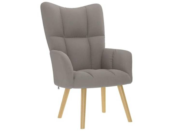 Relaxsessel, Taupe, aus Polyestergewebe, mit Rahmen aus Holz und Metall Gepolsterte Sitzfläche, weiche Armlehnen, für Wohn- oder Esszimmer, neutrale Farbe, pflegeleicht