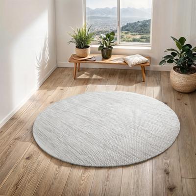 Wollteppich "WOOLY DREAM, handgewebt", beige (natur, meliert, grau), H:10mm Ø:150cm, Wolle, MYFLAIR MÖBEL & ACCESSOIRES, Teppiche, reine Wolle, meliert, Wendeteppich, auch in rund & als Läufer