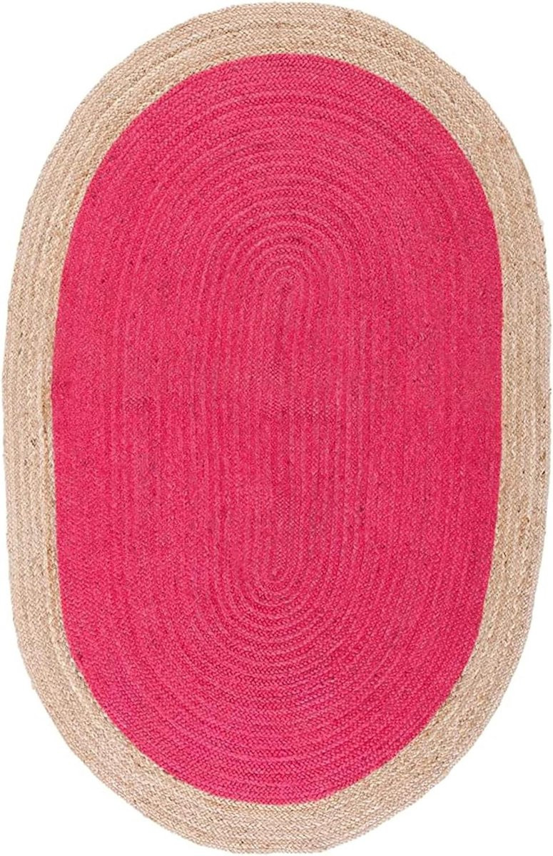 Handgeweven ovaal jute vloerkleed in boho design