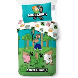 Procos, Kinderbettwäsche, Minecraft Jungle Explore Bettbezug 140×200cm, 7 (200 x 140 cm, 90 x 70 cm)