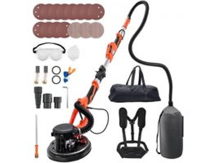 VEVOR Ponceuse Girafe 1150 W Ponceuse Mur et Plafond avec Aspirateur pour Plaques Plâtre Cloisons Sèches Plaquiste, 800-1700 tr/min, Éclairage LED, Poignée Télescopique Pliable, 15 Disques de Ponçage