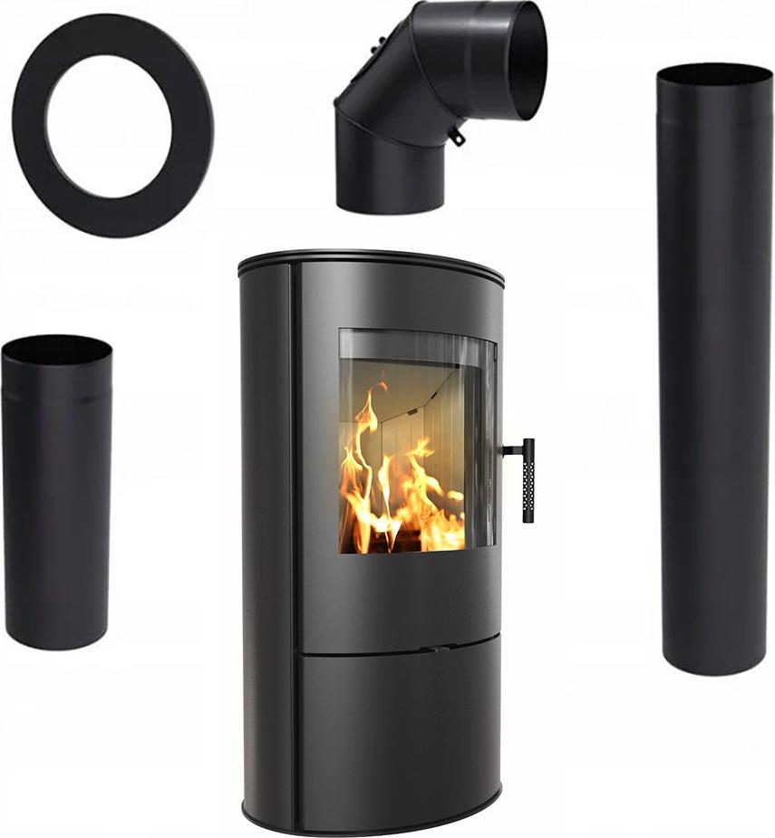 KAMINOFEN AUS STAHL KRATKI ROLLO Ø 150 7 KW Satz