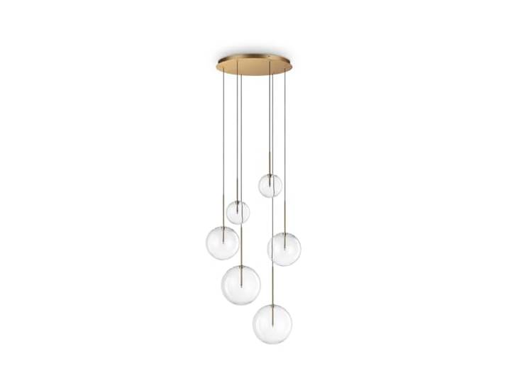 Ideal Lux EQUINOXE Cluster-Deckenleuchte mit 6 Leuchten, Messing