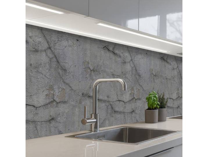 KitchenYeah crédence de cuisine Motif Béton Ancien avec Fissures Effet Mur Industriel Gris et Brun