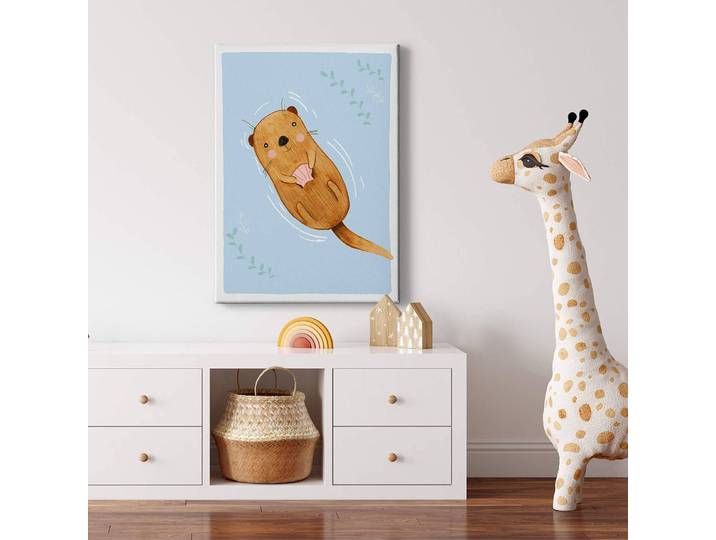Impression sur toile Loutre 50 x 70cm Marron