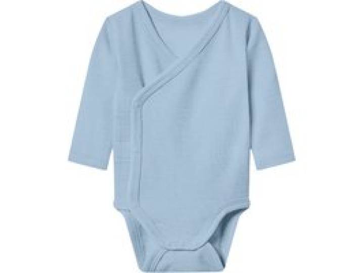 LUPILU® Body portefeuille bébé haut de gamme en laine et soie. (bleu clair, 6-12 mois)